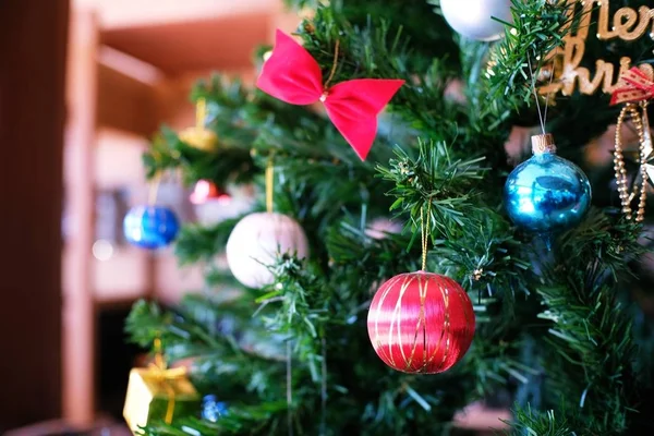 Astratto Offuscata Albero Natale Bokeh Sfondo Celebrazione Capodanno Banner Montaggio — Foto Stock