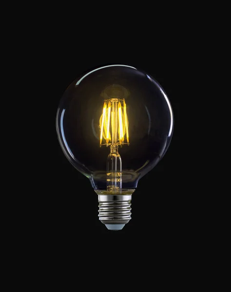 Bulb Transparent Balloon Yellow Light Isolated Black Background — Stock Photo, Image