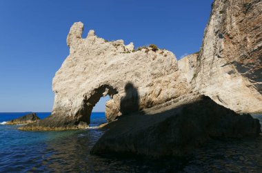 Yunanistan 'ın Zakynthos Adası' nın güney kesiminde Rocky oluşumu.