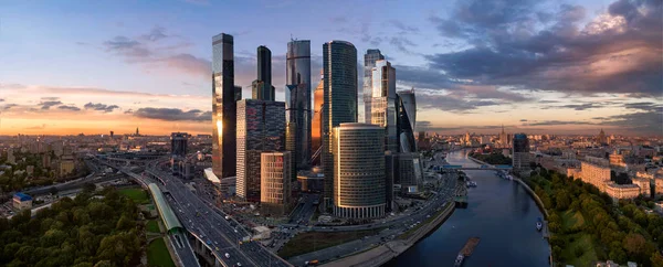 Moscow City drone panorama — Stock Photo, Image