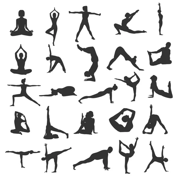 Yoga hermosa silueta — Vector de stock