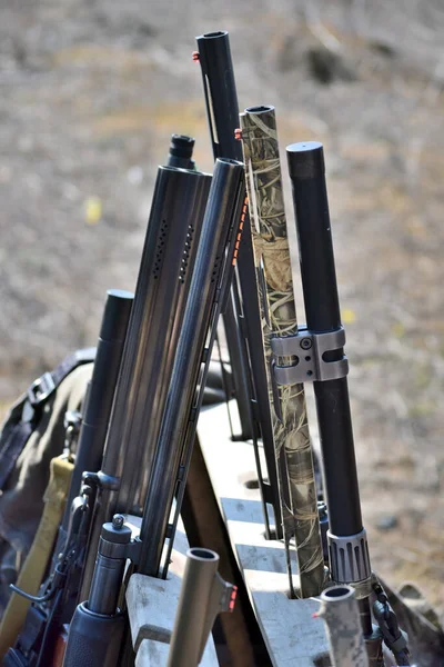 Hunting Sporting Shotguns Rifle Pyramid — Stock Photo, Image