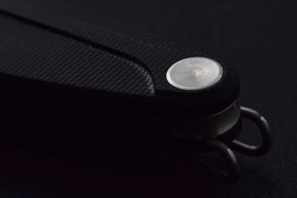 Butt Folding Knife Clip Black Plates Made Anodized Duralumin G10 — Stock Photo, Image