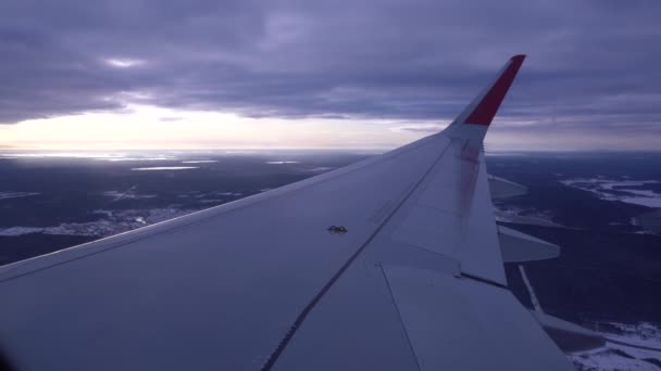 Través Ventana Puede Ver Ala Del Avión Que Está Aire — Vídeo de stock