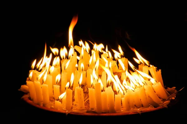 Candles and lights at the point combined in the temples — Stock Photo, Image