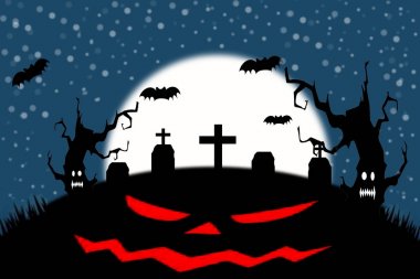 Cadılar Bayramı arka çizgi film görüntüleri oluşturulur.