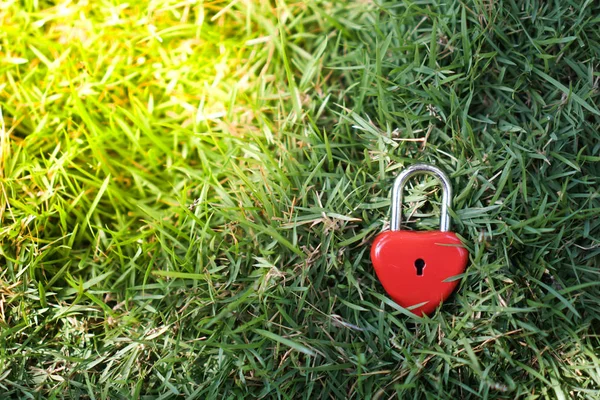 Ключевые красные сердца на газоне, концепция любви и Валентина — стоковое фото