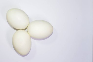 Ördek yumurta beyaz arka planda, Restoran iş kavramı