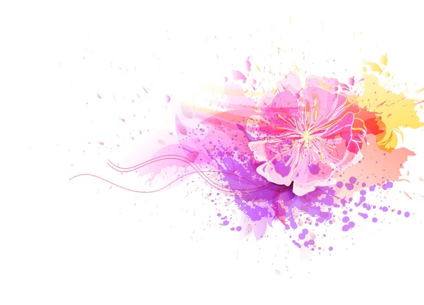 Fantasie aquarel met kleurrijke bloem. — Stockvector