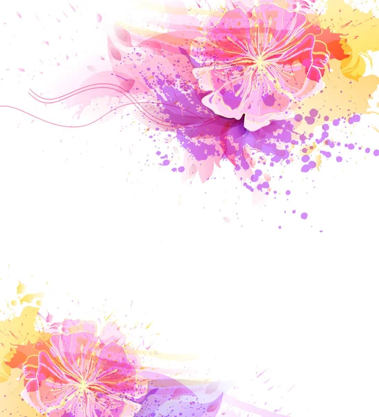 Aquarela de fantasia com flores coloridas . —  Vetores de Stock