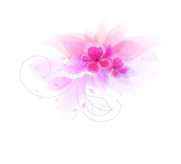 Fantasie-Aquarell mit bunter Blume. — Stockvektor