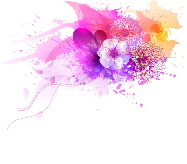 Aquarelle fantaisie avec des fleurs colorées — Image vectorielle