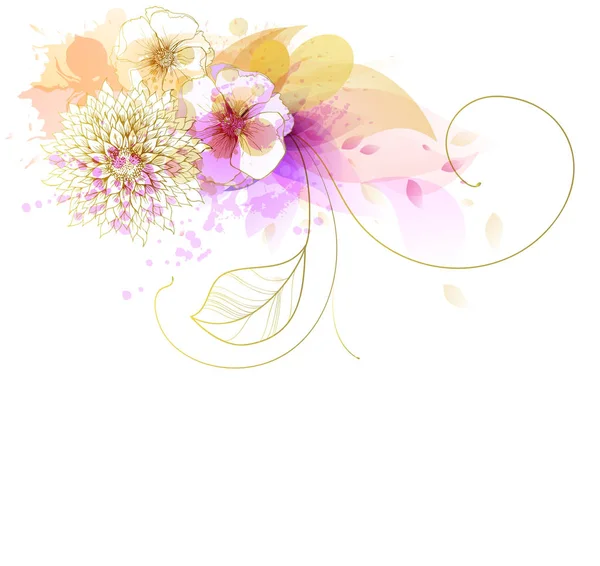 Fundo aquarela com flores coloridas . — Vetor de Stock