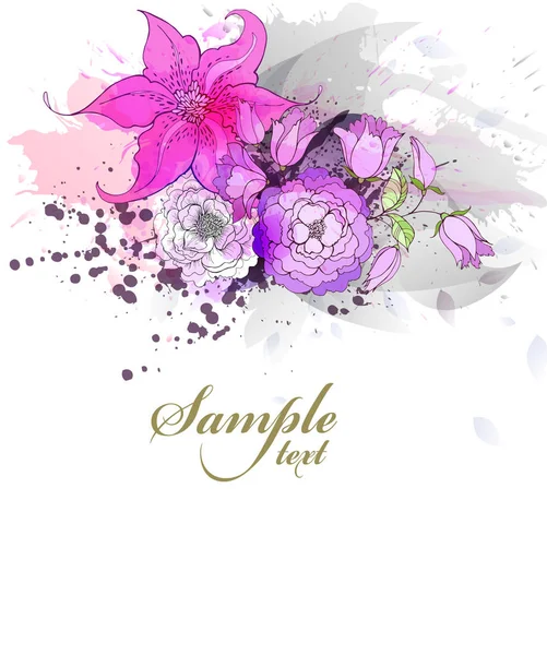 Φόντο με λουλούδια, floral στοιχεία — Διανυσματικό Αρχείο