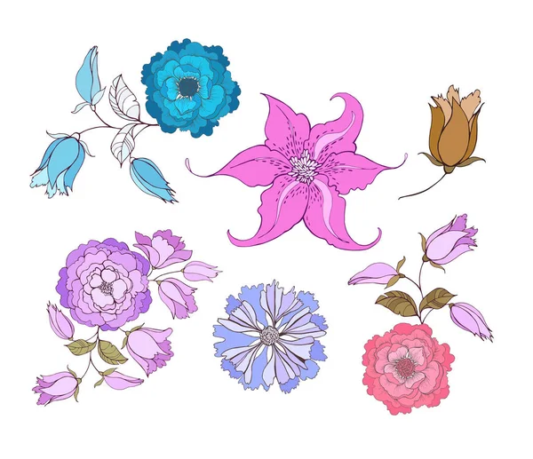 Hermosas flores de acuarela — Vector de stock