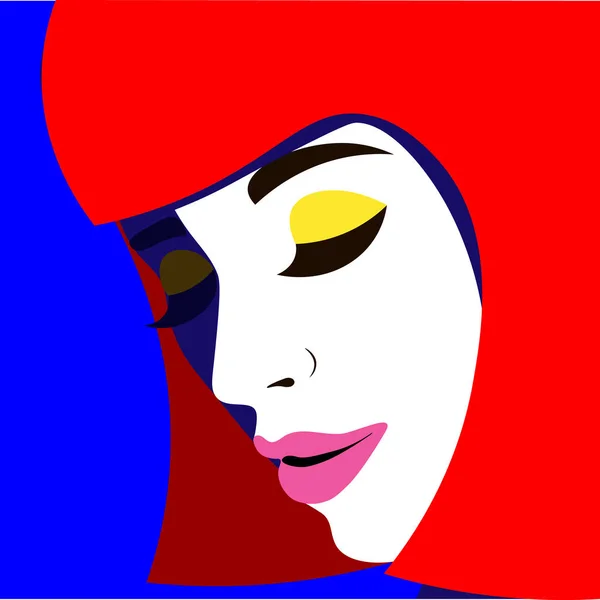 Jonge vrouw model in profiel in pop art stijl. Sexy meisje voor reclame met helder haar — Stockvector