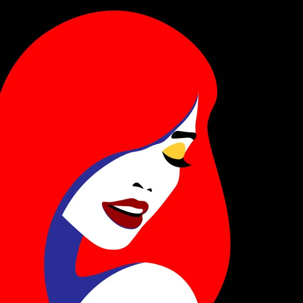 Junge Frau modelliert im Profil im Pop-Art-Stil. Sexy Mädchen für Werbung mit hellen Haaren — Stockvektor