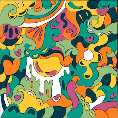 Soyut fantezi çizimi renkli sanat vektörü arkaplanı