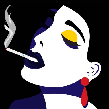 Popüler sanatlar tarzında şapkalı bir kız. Vektör grafikleri.