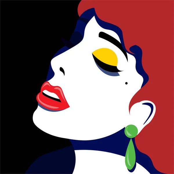 Fille Avec Style Pop Art Chante Dans Style Blues Illustration — Image vectorielle