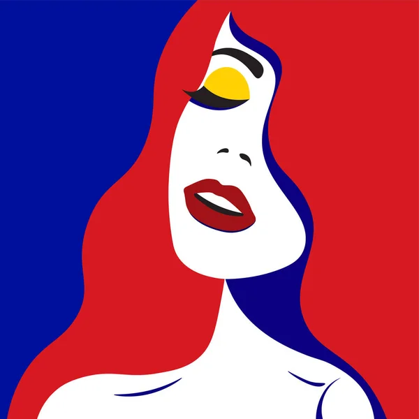 Girl in hat in pop art style fashion woman. Vector graphics. — Stock Vector