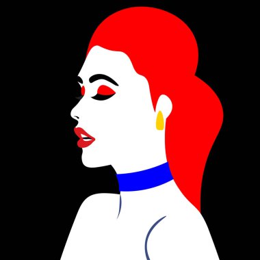 Reklam için pop sanatı tarzında bir kız. Bir kızın parlak renkli çizimi