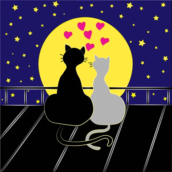 Kochające koty na dachu — Wektor stockowy