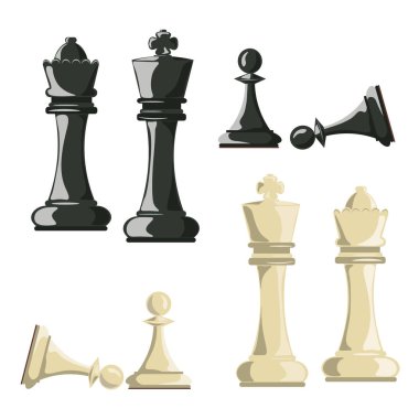 Satranç turnuvası için satranç taşları.