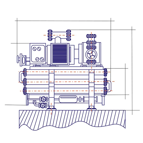 Free fantasy drawing of a refrigerating machine — 스톡 벡터