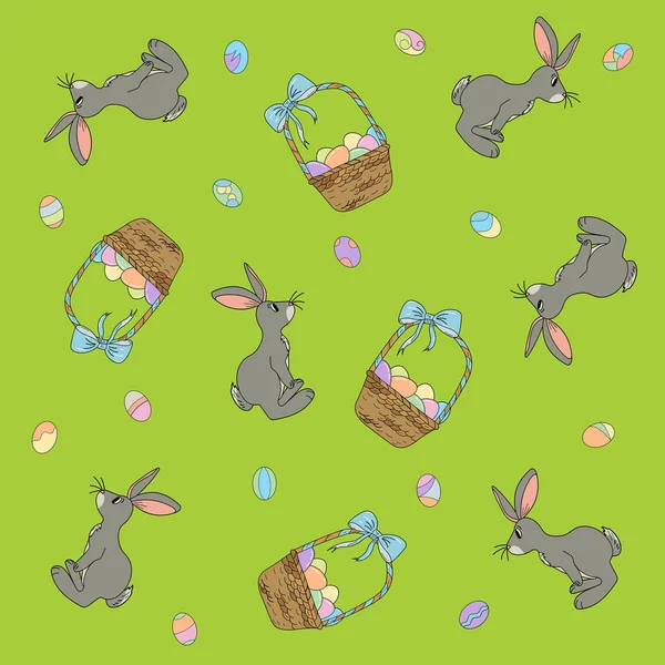 Fond d'écran sur le thème du panier de Pâques avec des œufs — Image vectorielle