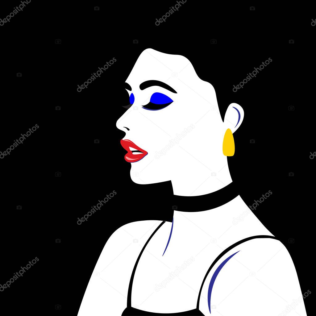 Girl in the style of pop art for advertising. Bright color illustration of a girl