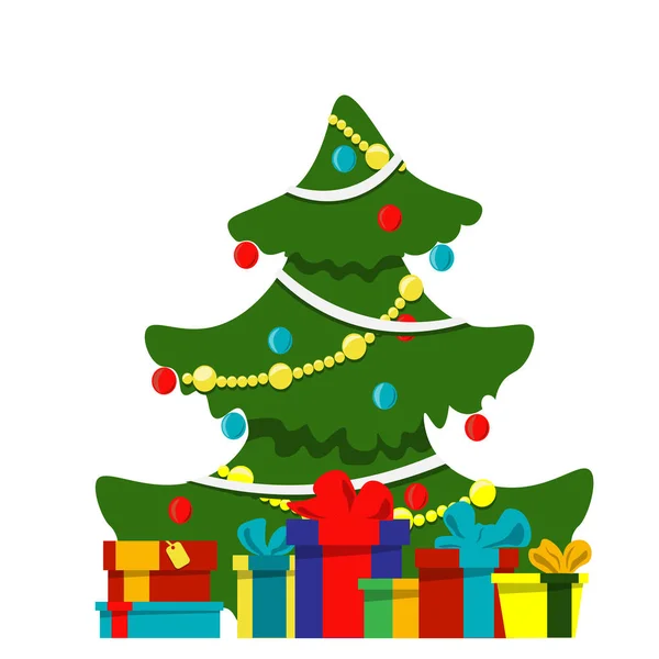 Decoraciones del árbol de Navidad y guirnaldas brillantes en el árbol de Navidad . — Vector de stock