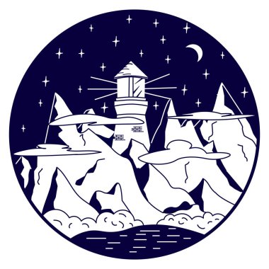 Dağlarda iki tonluk deniz feneri çizimi