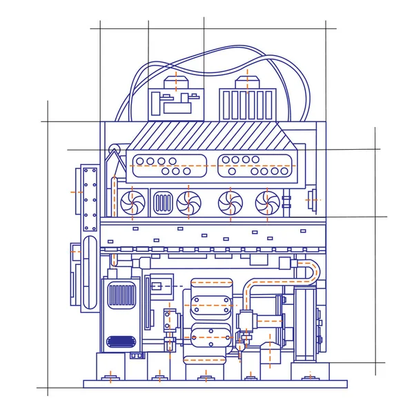 Desenho de fantasia livre de uma máquina de refrigeração . — Vetor de Stock