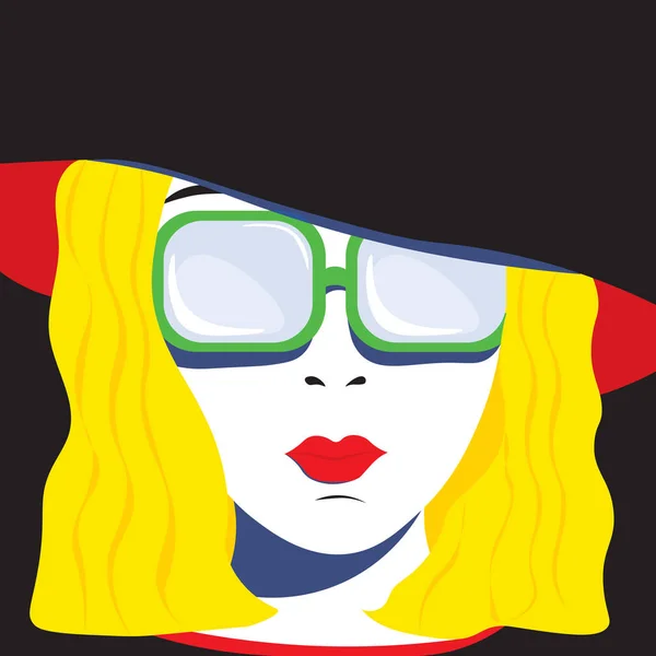 Chica con sombrero en estilo pop art. Gráficos vectoriales — Vector de stock