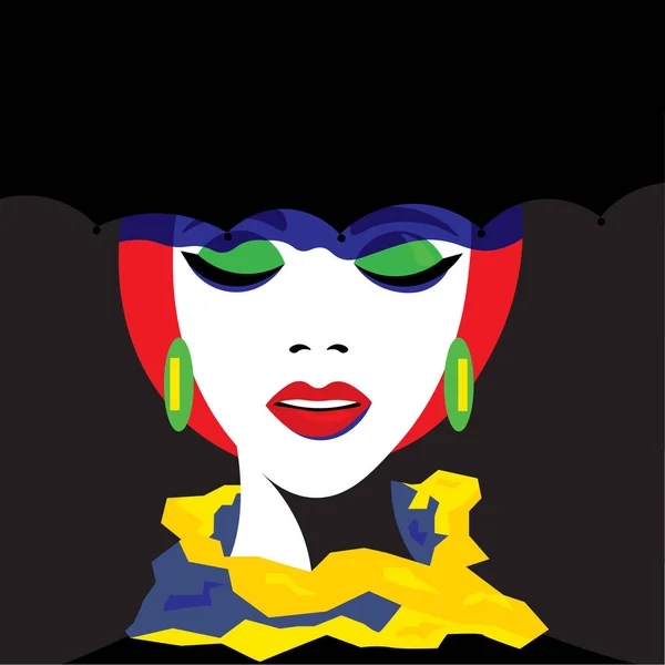 Fille au chapeau dans le style pop art. Graphiques vectoriels . — Image vectorielle