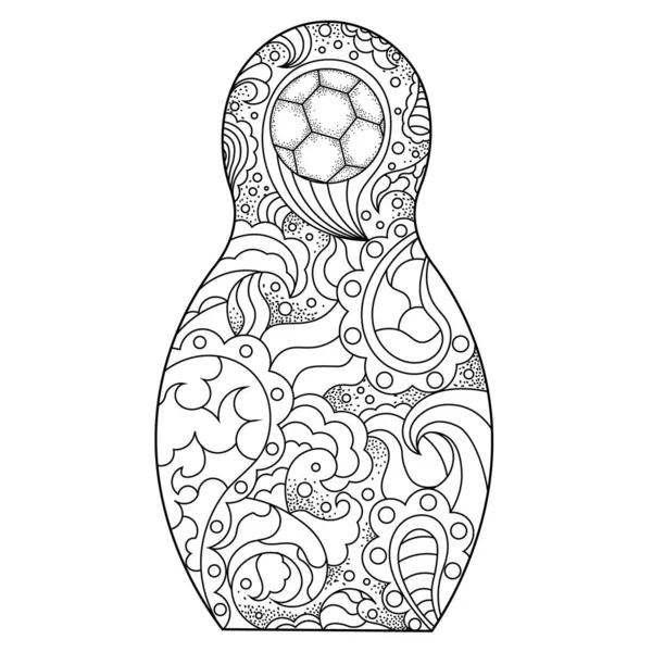 Fútbol en Rusia. Juguete nacional matryoshka y pelota de fútbol — Vector de stock