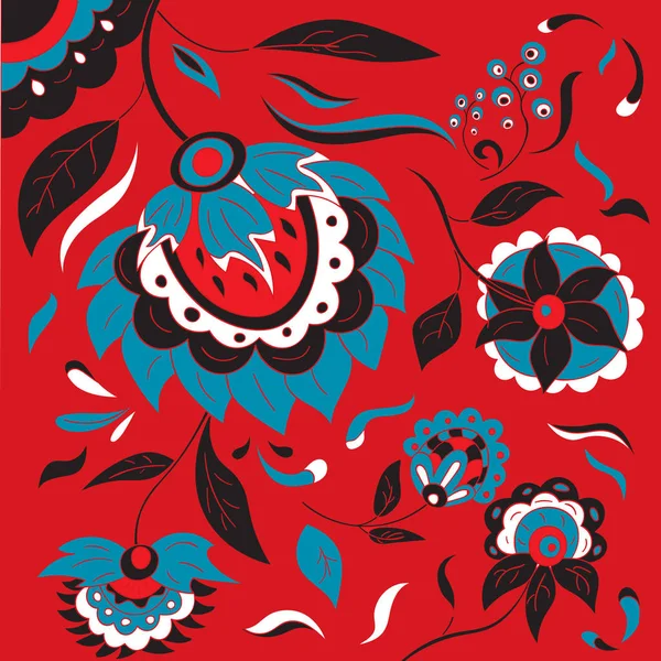 Русский народный цветочный фон в хохломском стиле — стоковый вектор
