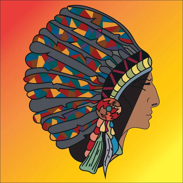 Графическое изображение в профиле North American Indian — стоковый вектор
