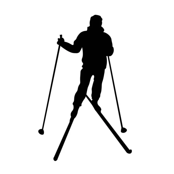 Silhouette of a resting skier — Stock Vector