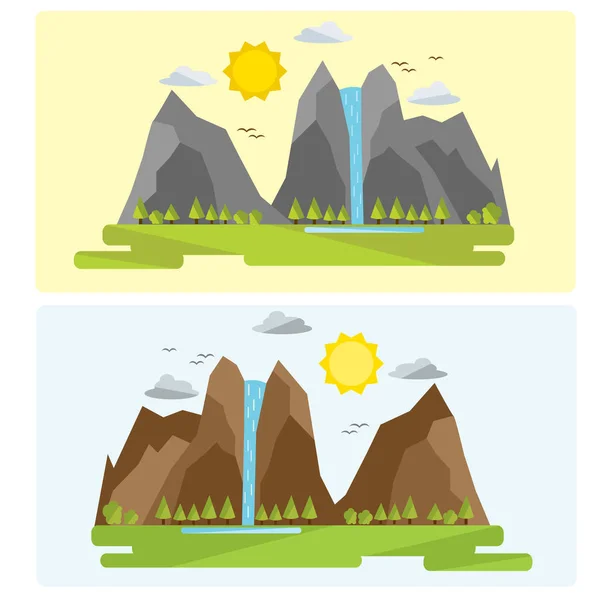 Two types of mountain landscape design. Without contour drawing