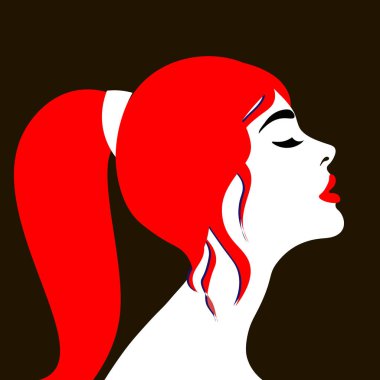 Popüler sanat tarzında genç bir kadın model. Parlak saçlı reklamcılık için seksi kız.