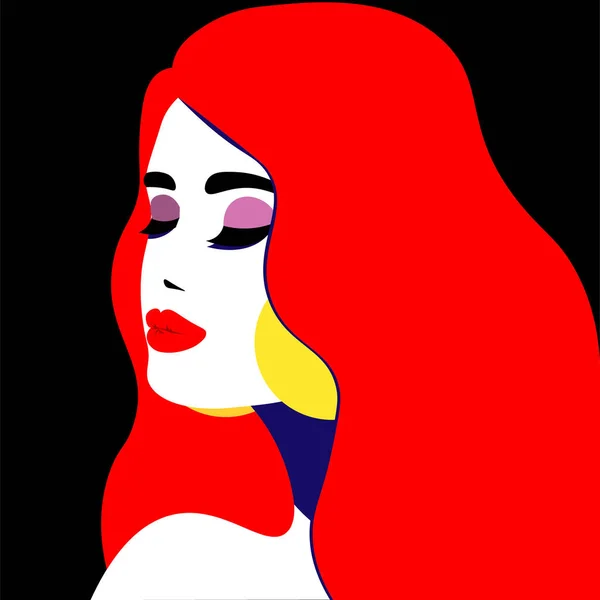 Jonge Vrouw Model Profiel Pop Art Stijl Sexy Meisje Voor — Stockvector