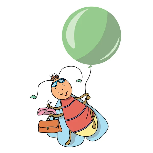 Kunang-kunang pergi pada perjalanan balon - Stok Vektor