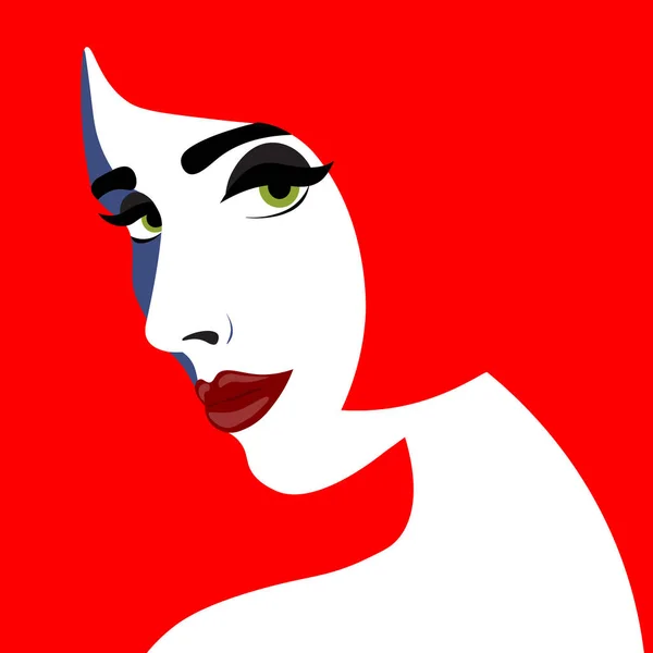 Hermosa y brillante chica en el estilo de la cabeza de arte pop arrojado hacia atrás. Ilustración en estilo retro pop art — Vector de stock