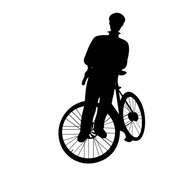 Silhouette of a resting biker — Stock Vector