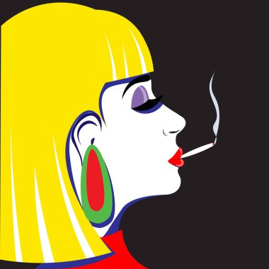 Popüler sanatlar tarzında şapkalı bir kız. Vektör grafikleri