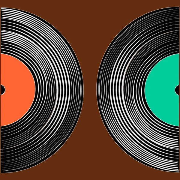 Vinylplaten op een donkere achtergrond. In de stijl van retro — Stockvector