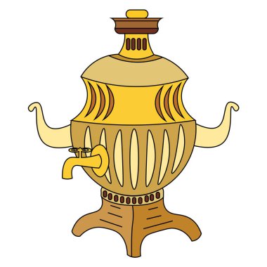 Çay içmek için geleneksel metal semaver.