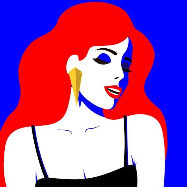 Modelo Mujer Joven Perfil Estilo Pop Art Chica Sexy Para — Archivo Imágenes Vectoriales